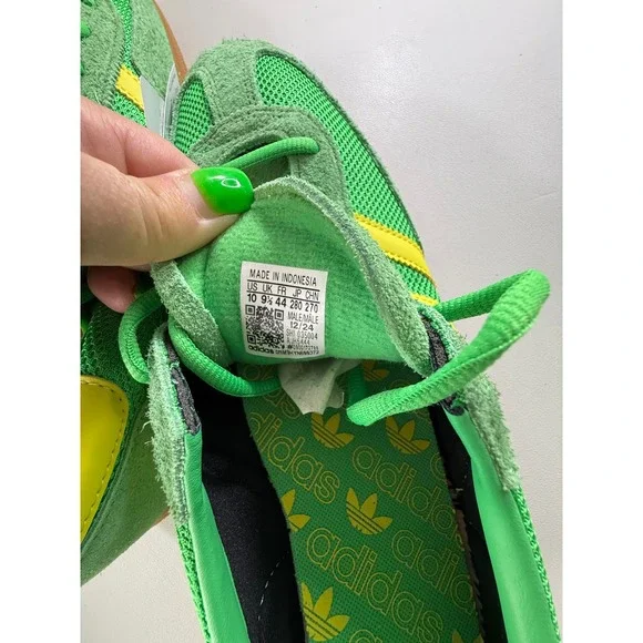 Adidas Handball Spezial Energy Green Pure Sulfar Suede Mesh Sneakers Mens 10 New - Picture 3 of 9